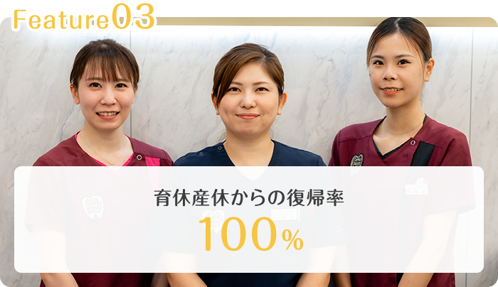 育休産休からの復帰率 100%